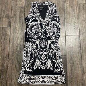 WHITE HOUSE BLACK MARKET sleeveless Black And White Vneck‎ Crossover Dress XS